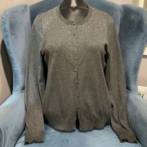 Central Park West long sleeve cardigan with sequin detail